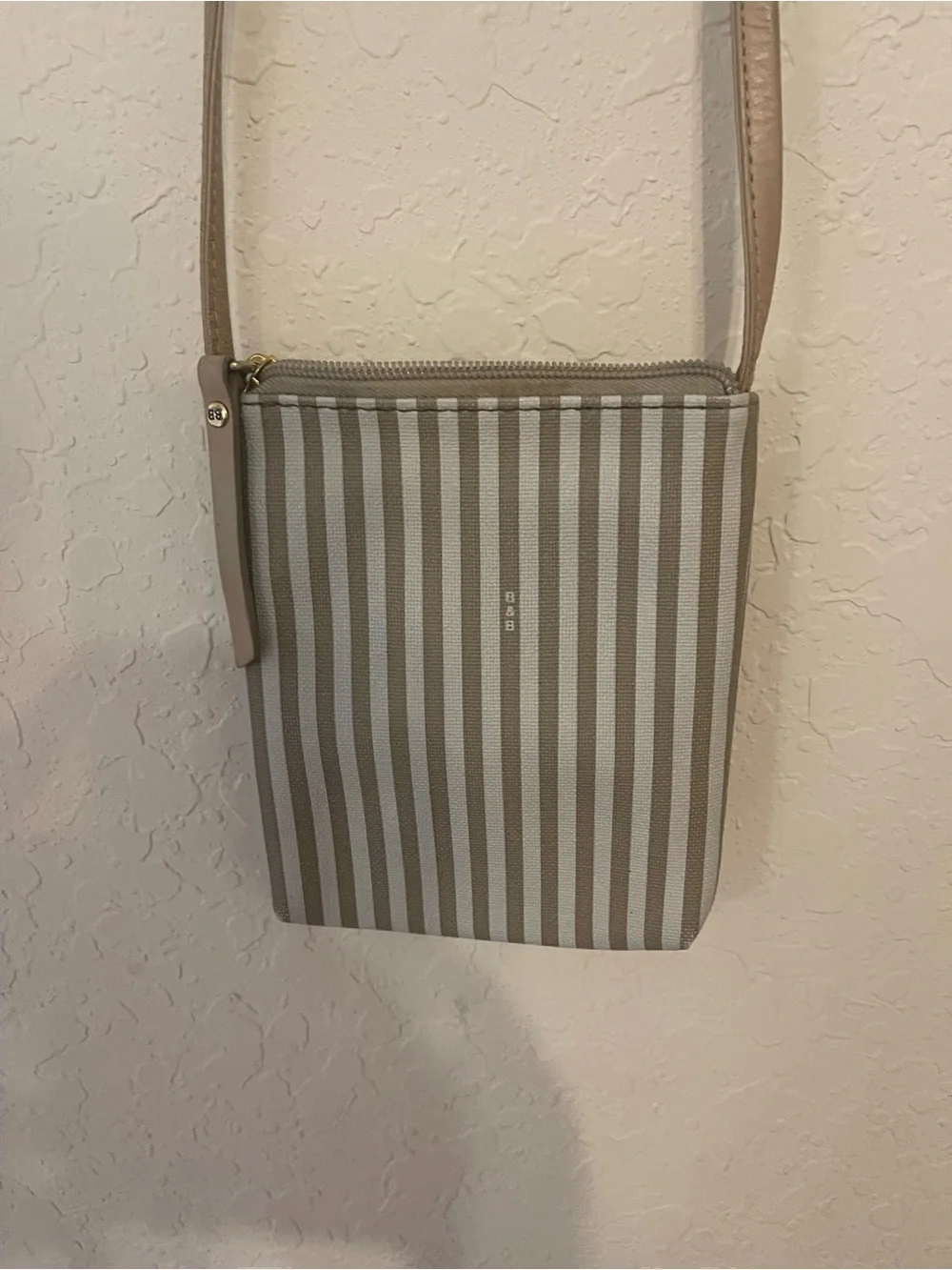 Vintage Boots 'N Bags Striped Canvas & Leather Crossbody Pouch